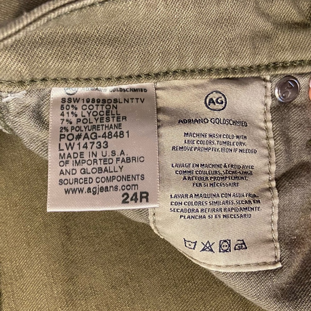 AG ~ FAYE ~ Mid Rise ~ Jeans ~ Olive Green Sz 24R ~ NWT ~ Measurements in Desc.👖 - Picture 6 of 8